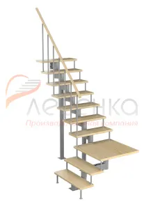 Модульная лестница Статус 225 2250-2350, Серый, Сосна, Крашеная Модульная лестница Статус 225 2250-2350, Серый, Сосна, Крашеная